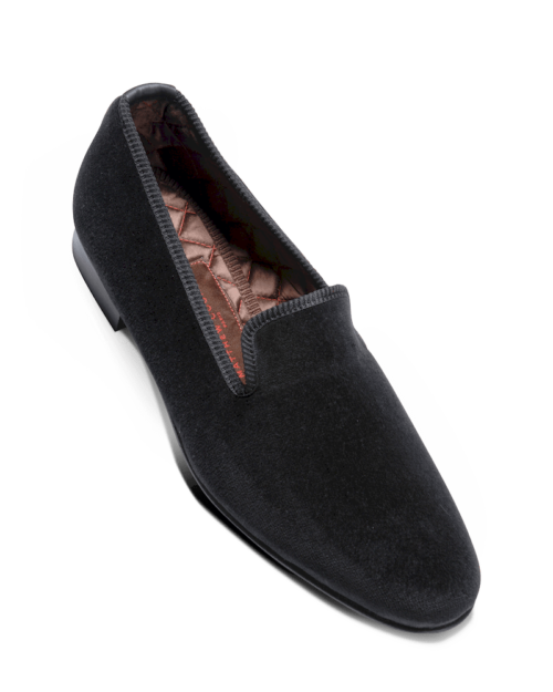 Plain Velvet Slippers Black