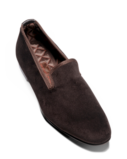 Plain Chocolate Velvet Slippers