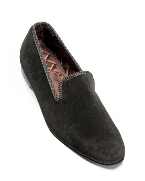Plain Olive Velvet Slippers