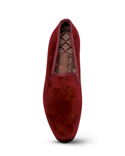 Plain Velvet Slippers Burgundy