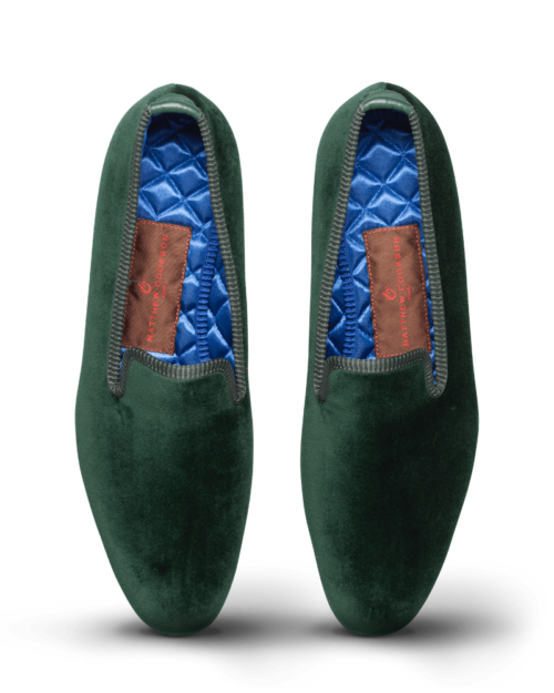 Slippers Velours Uni Vert Anglais