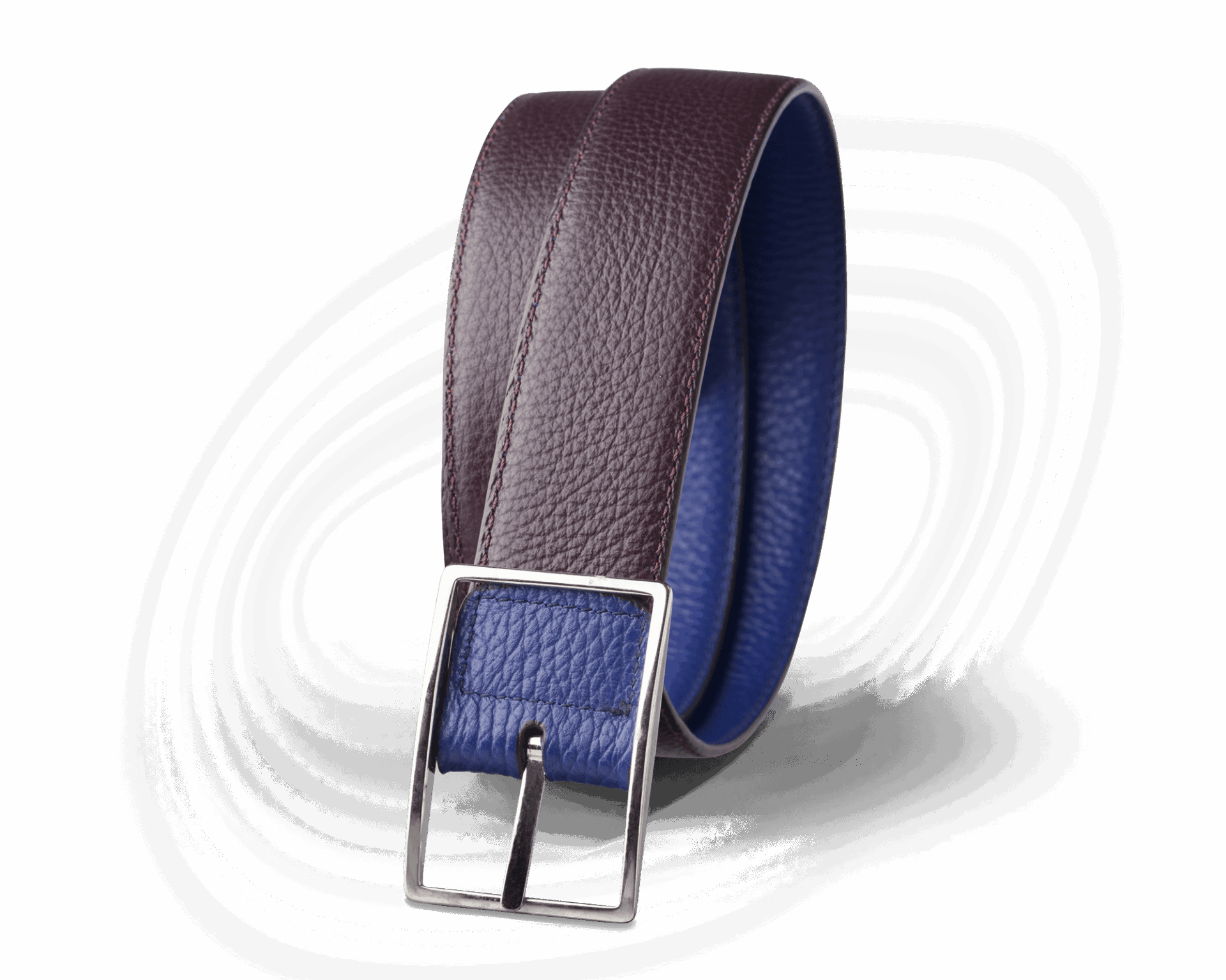 Ceinture en Cerf Bleu Roi Bordeaux