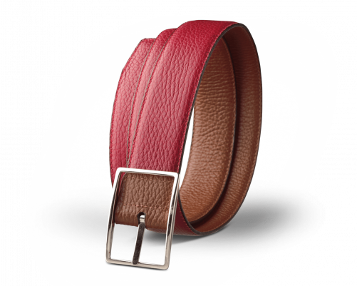 Reversible belts in deerskin - Brown/red reversible belt