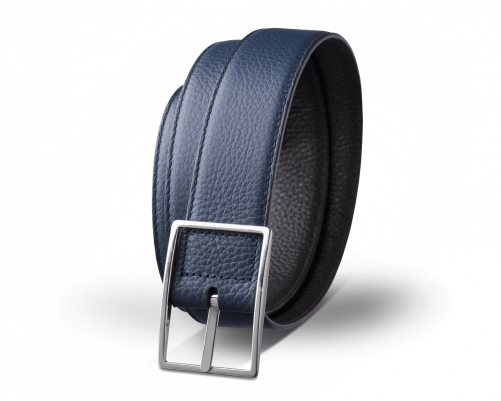 Reversible belts in deerskin - Navy blue/brown reversible belt