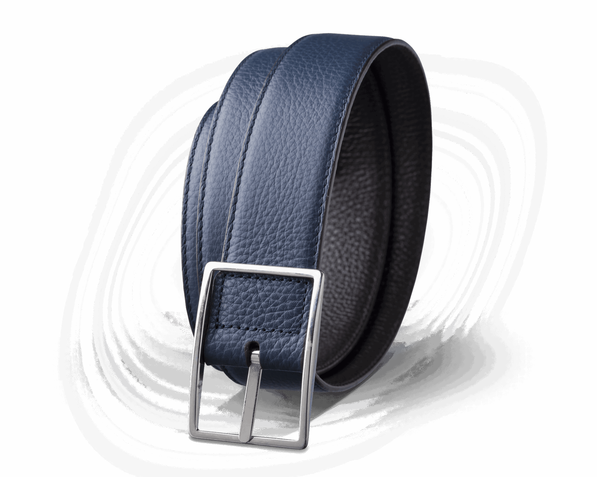 Ceinture reversible en cuir de cerf bleu marine