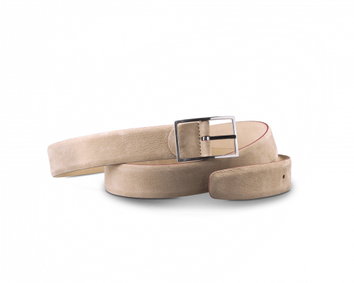 BELTS COLLECTION Coloured bull calf nubuk belts - Taurillon Beige