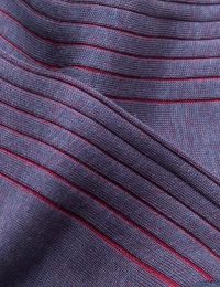 Chaussettes en Fil d'Écosse Rayé Bleu Pétrole/Rouge mini