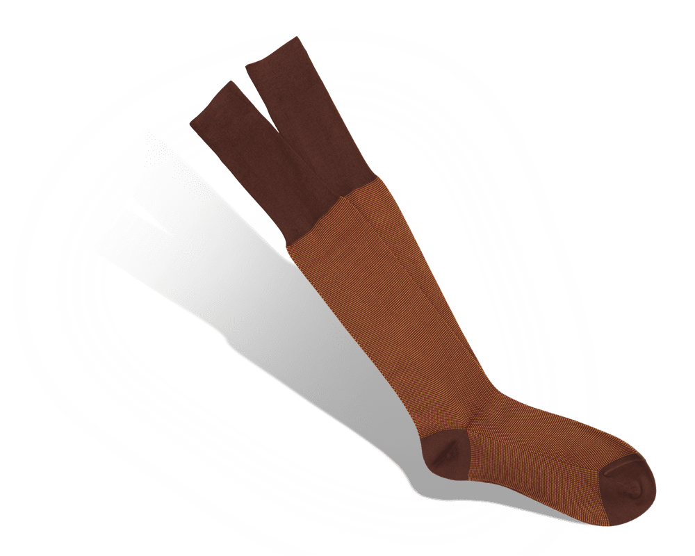 Chaussettes en Fil d'Écosse Caviar Camel/Jaune mini