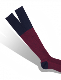 Chaussettes en Fil d'Écosse Caviar Bleu Nuit/Orange mini