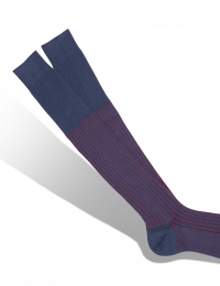 Chaussettes en Fil d'Écosse Rayé Bleu Pétrole/Rouge mini